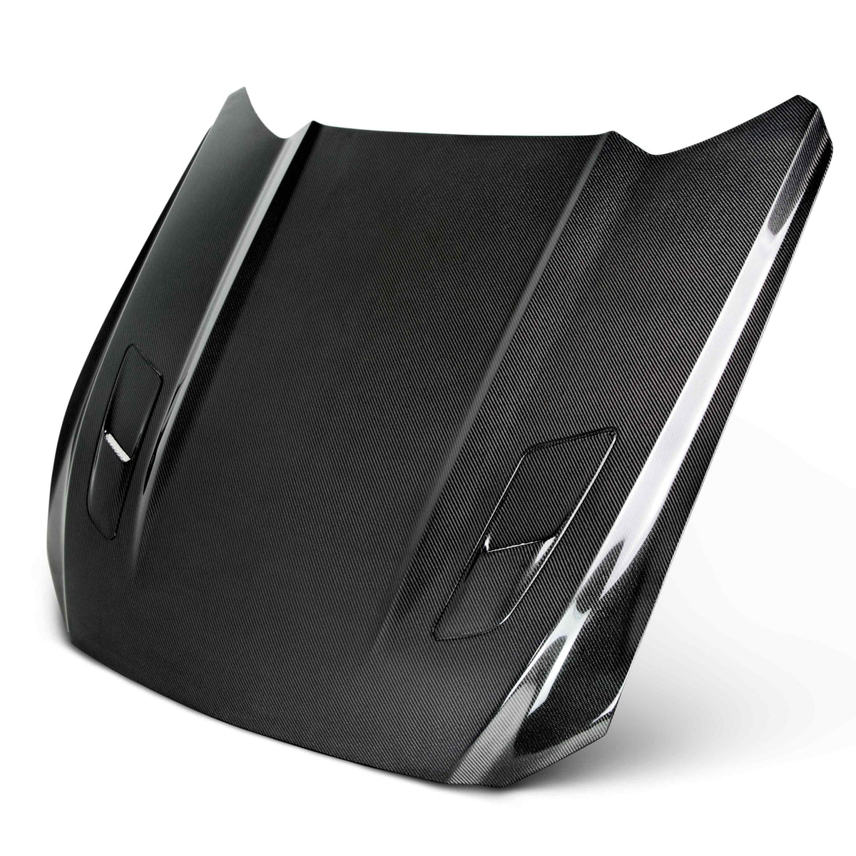 Anderson Composites Type-OE (GT Style with hood vents) double sided carbon fiber hood for 2015-2017 Ford Mustang