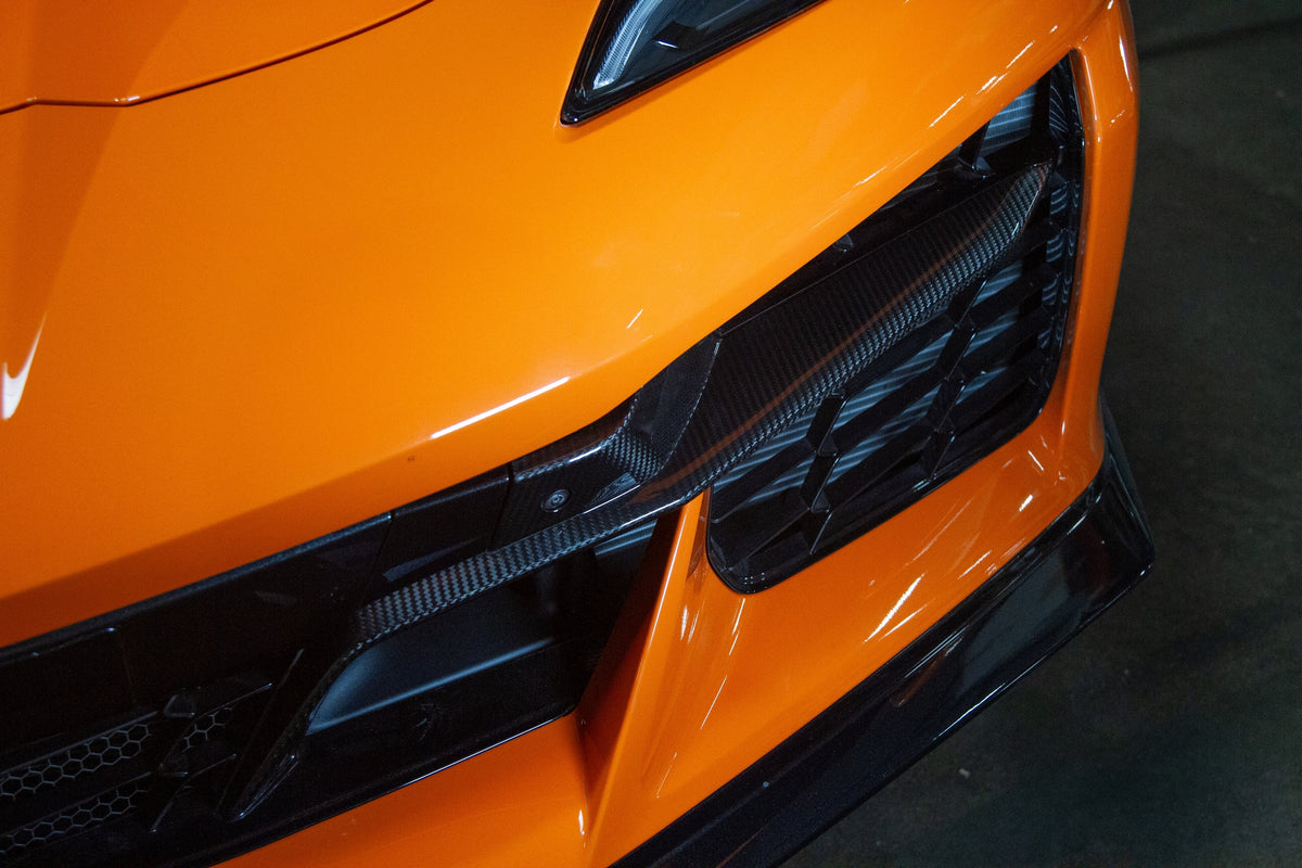 Carbon Fiber Front Bumper Grille Inserts - Chevrolet Corvette C8 Z06, ERay, ZR1, Grand Sport