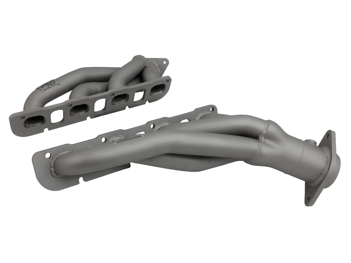 aFe Power Twisted Steel 1-3/4 IN 304 Stainless Steel Short Tube Headers w/ Titanium Ceramic Coating — Dodge Challenger 15-23 V8-6.2L (sc)/6.4L HEMI — 48-32031-T