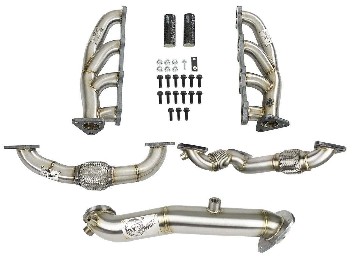 aFe Power Twisted Steel Headers, Up-Pipes & Down-Pipe — GM Diesel Trucks 15-16 V8-6.6L (td) LML — 48-34137