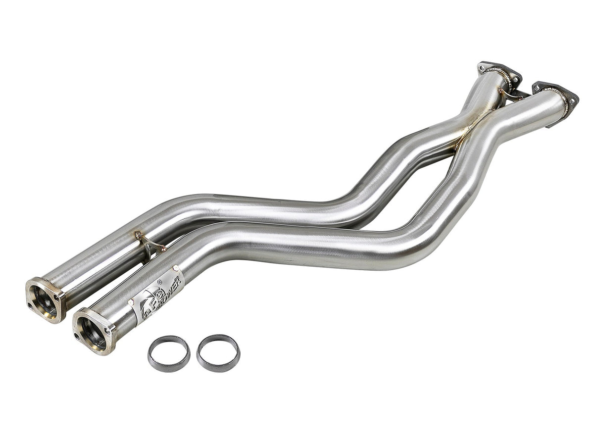 aFe Power Twisted Steel 2-1/2 IN 304 Stainless Steel X-Pipe — BMW M3 (E46) 01-06 L6-3.2L S54 — 48-36324