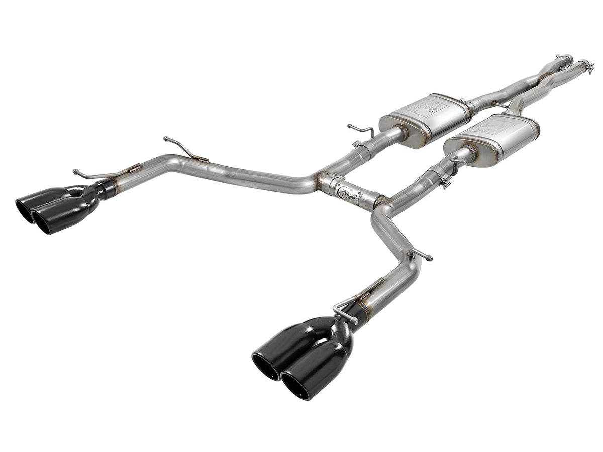 aFe Power MACH Force-Xp 2-1/2 IN 304 Stainless Steel Cat-Back Exhaust System w/ Quad Black Tips — Dodge Challenger 15-23 V6-3.6L — 49-32067-B