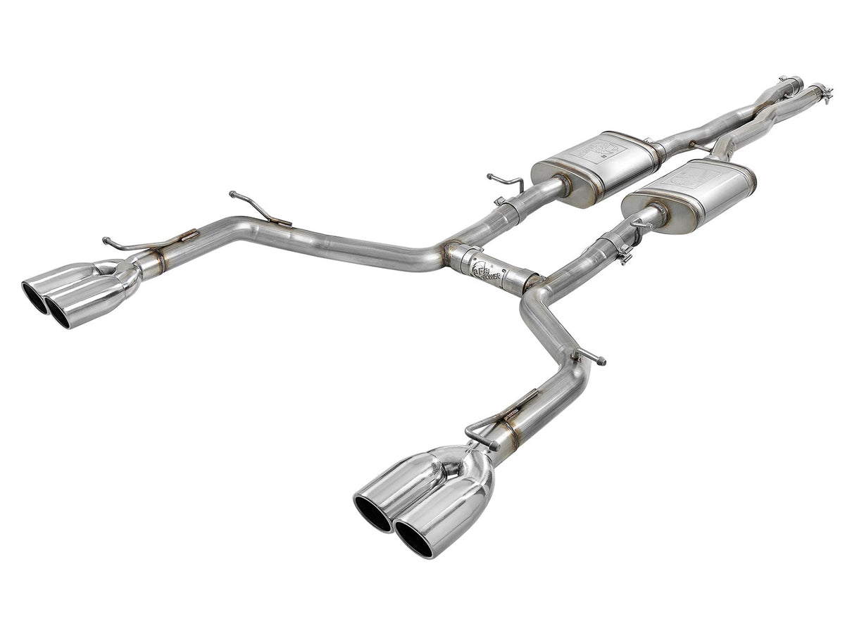 aFe Power MACH Force-Xp 2-1/2 IN 304 Stainless Steel Cat-Back Exhaust System w/ Quad Polished Tips — Dodge Challenger 15-23 V6-3.6L — 49-32067-P