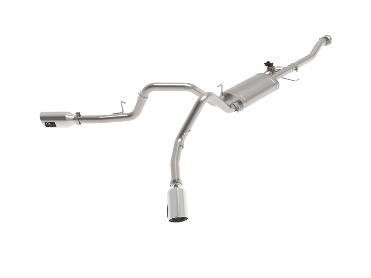 aFe Power Gemini XV 3 IN 304 Stainless Steel Cat-Back Exhaust System w/ Cut-Out Polished — Ford F-150 21-26 V6-2.7L (tt)/3.5L (tt)/V8-5.0L — 49-33129-P