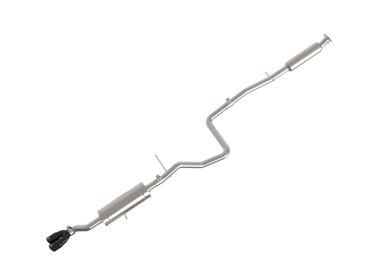 aFe Power Takeda 2-1/4 IN 304 Stainless Steel Cat-Back Exhaust System w/ Black Tips — Ford Fiesta (Sedan) 14-19 L4-1.6L — 49-33134-B