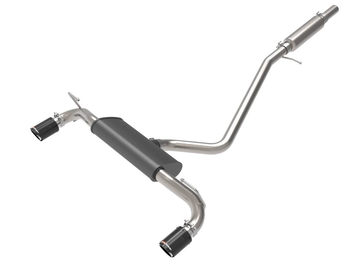 aFe Power Vulcan Series 2-1/2 IN 304 Stainless Steel Cat-Back Exhaust System w/ Carbon Fiber Tip — Ford Bronco Sport 21-26 L3-1.5L (t)/L4-2.0L (t) — 49-33142-C