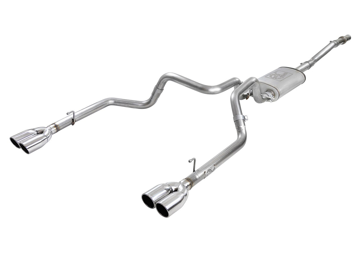 aFe Power Vulcan Series 3 IN to Dual 2-1/2 IN 304 Stainless Steel Cat-Back Exhaust System — GM Silverado/Sierra 1500 19-26 V6-4.3L/V8-5.3L — 49-34104-P
