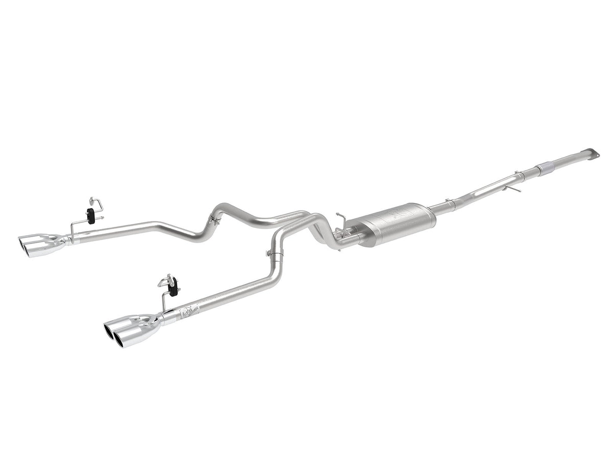 aFe Power Vulcan Series 3 IN to Dual 2-1/2 IN 304 Stainless Steel Cat-Back Exhaust System — GM Silverado/Sierra 1500 19-26 L4-2.7L (t) — 49-34110-P