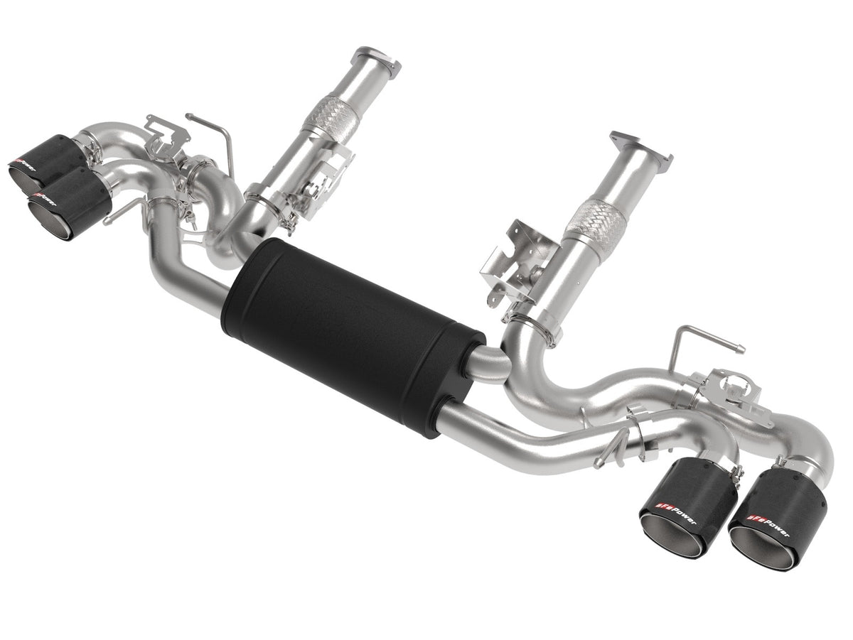 aFe Power MACH Force-Xp 304 Stainless Steel Cat-Back Exhaust w/ Muffler Carbon (w/ NPP) — Chevrolet Corvette (C8) 20-26 V8-6.2L — 49-34124-C