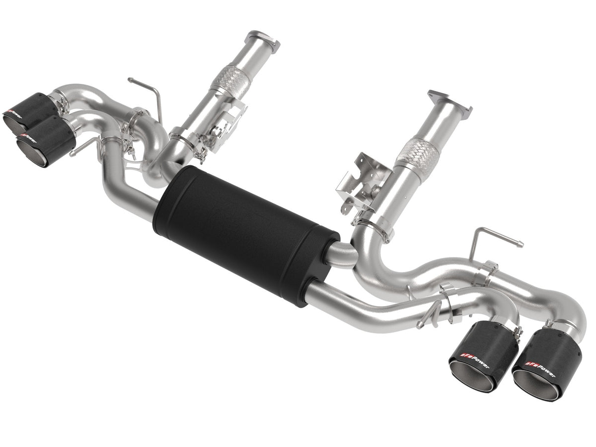 aFe Power MACH Force-Xp 304 Stainless Steel Cat-Back Exhaust w/ Muffler Carbon (No NPP) — Chevrolet Corvette (C8) 20-26 V8-6.2L — 49-34127-C