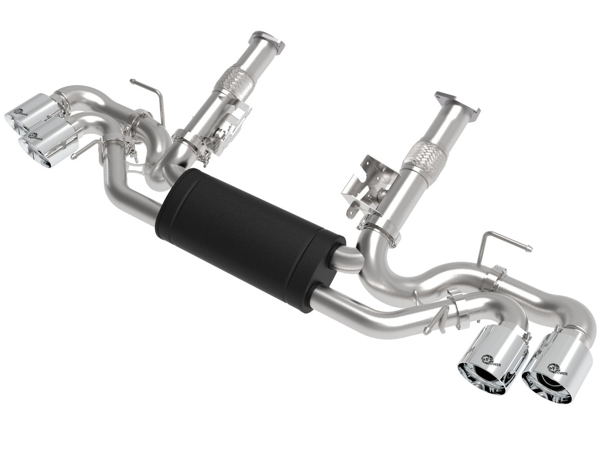 aFe Power MACH Force-Xp 304 Stainless Steel Cat-Back Exhaust w/ Muffler Polished (No NPP) — Chevrolet Corvette (C8) 20-26 V8-6.2L — 49-34127-P