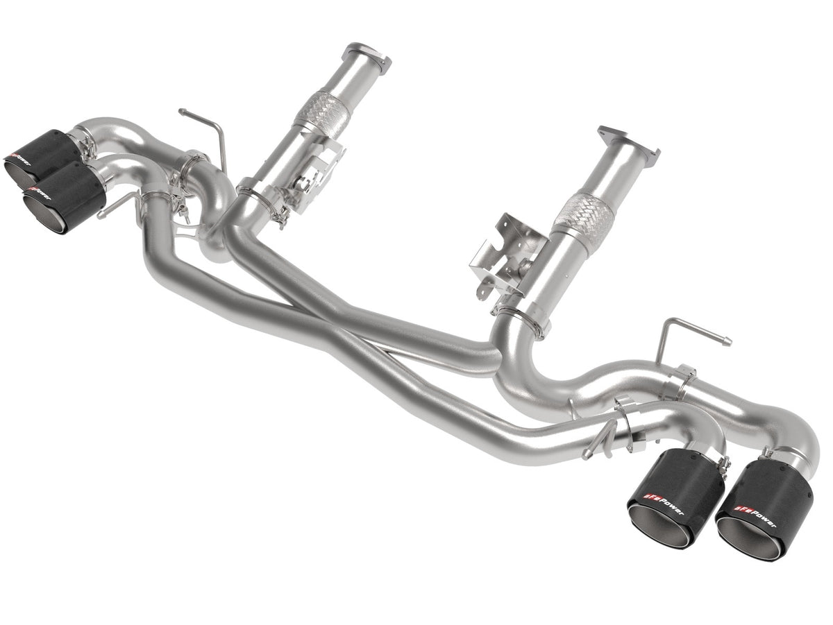 aFe Power MACH Force-Xp 304 Stainless Steel Cat-Back Exhaust w/o Muffler Carbon (No NPP) — Chevrolet Corvette (C8) 20-26 V8-6.2L — 49-34127NM-C