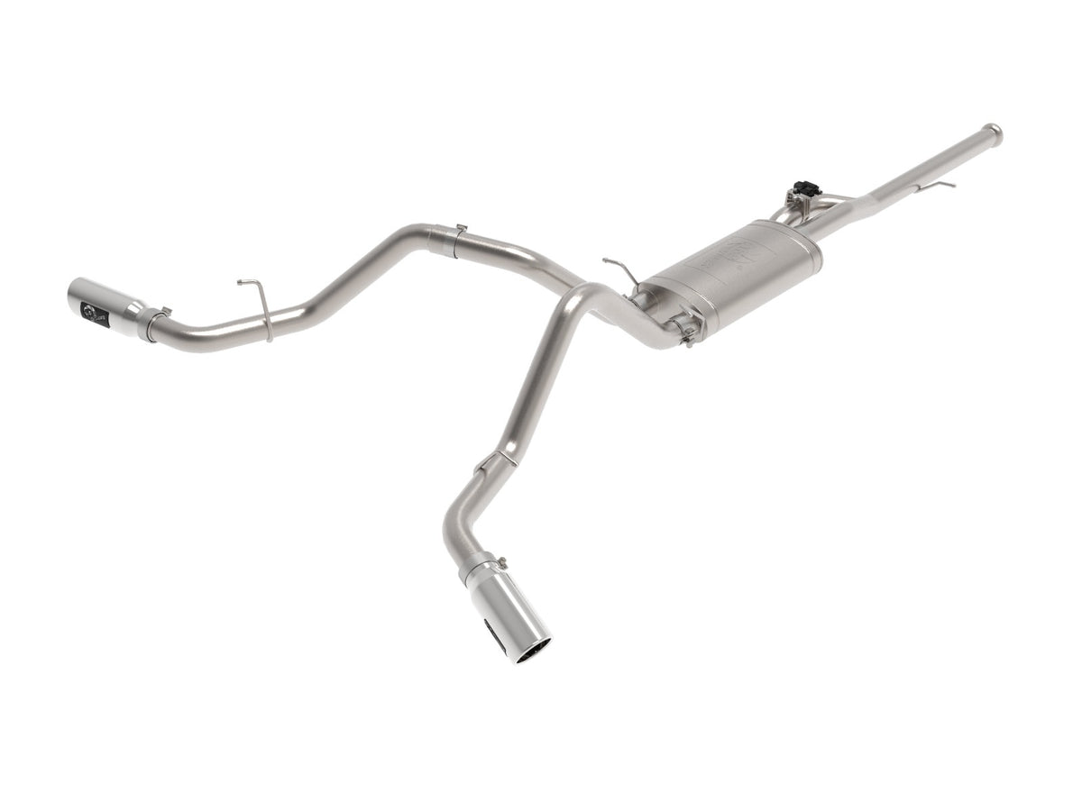 aFe Power Gemini XV 3 IN 304 Stainless Steel Cat-Back Exhaust System w/ Cut-Out Polished — GM Trucks 14-19 V6-4.3L/V8-5.3L — 49-34132-P
