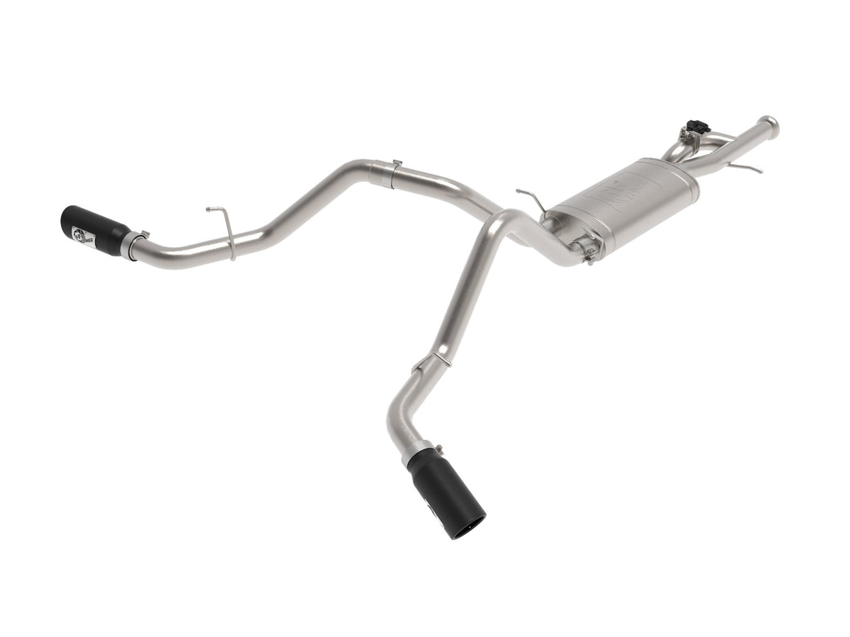 aFe Power Gemini XV 3 IN 304 Stainless Steel Cat-Back Exhaust System w/ Cut-Out Black — GM Trucks 09-18 V6-4.3/V8-4.8/5.3L — 49-34133-B