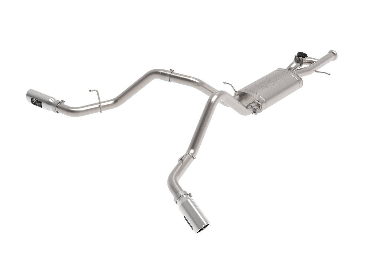 aFe Power Gemini XV 3 IN 304 Stainless Steel Cat-Back Exhaust System w/ Cut-Out Polished — GM Trucks 09-18 V6-4.3/V8-4.8/5.3L — 49-34133-P