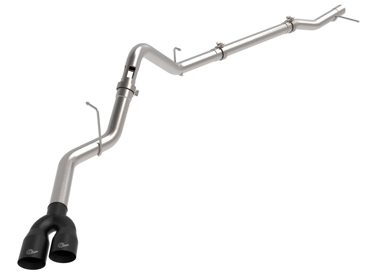 aFe Power Rebel XD Series 3 IN 304 Stainless Steel DPF-Back Exhaust w/ Dual Black Tips — GM Trucks 23-26 L6-3.0L (td) LZ0 — 49-34145-B