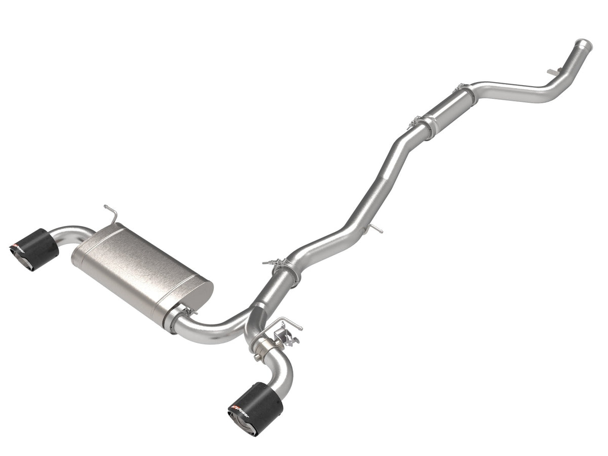 aFe Power Takeda 2-1/2 IN to 3 IN 304 Stainless Steel Cat-Back Exhaust System w/ Carbon Fiber Tip — Toyota GR Supra (A90) 21-24 L4-2.0L (t) — 49-36050-C