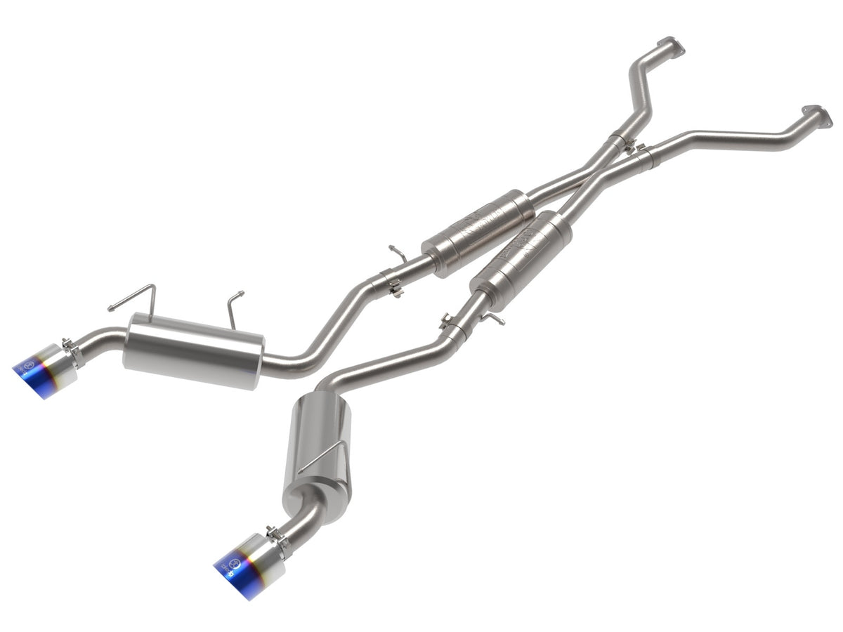 aFe Power Takeda 2-1/2 IN 304 Stainless Steel Cat-Back Exhaust System w/ Blue Flame Tip — Nissan 370Z 09-20 V6-3.7L — 49-36139-L