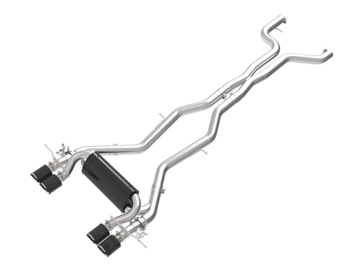 aFe Power MACH Force-Xp 3 IN to 2-1/2 IN 304 Stainless Steel Cat-Back Exhaust w/ Carbon Fiber Tip — BMW M2 (G87) 23-26 L6-3.0L (tt) S58 — 49-36353-C