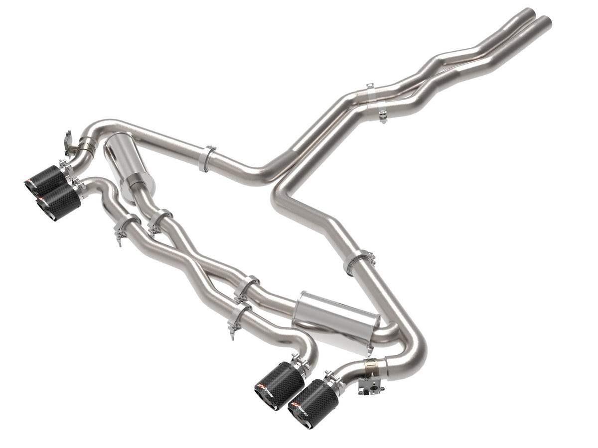 aFe Power MACH Force-Xp 3 IN to 2-1/2 IN 304 Stainless Steel Cat-Back Exhaust w/ Carbon Fiber Tip — Audi RS6 Avant 21-26 V8-4.0L (tt) — 49-36448-C