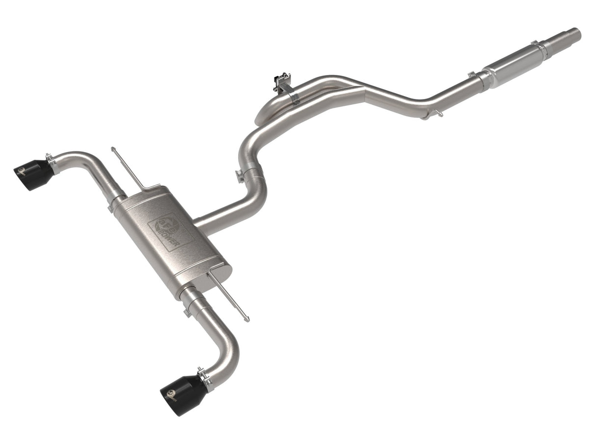 aFe Power Gemini XV 3 IN to 2-1/2 IN 304 Stainless Steel Cat-Back Exhaust System w/ Cut-Out Black — Volkswagen GTI (MKVIII) 22-24 L4-2.0L (t) — 49-36451-B