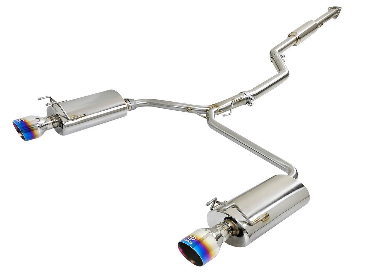 aFe Power Takeda 2-1/2 IN to Dual 1-3/4 IN 304 Stainless Steel Cat Back System — Honda Accord 13-17 L4-2.4L — 49-36605-L