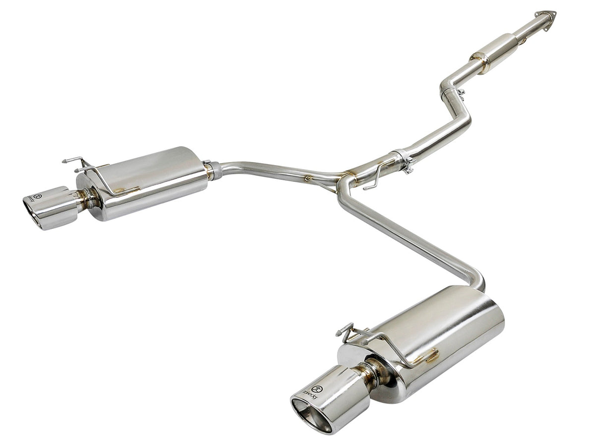 aFe Power Takeda 2-1/2 IN to Dual 1-3/4 IN 304 Stainless Steel Cat Back System — Honda Accord 13-17 L4-2.4L — 49-36605