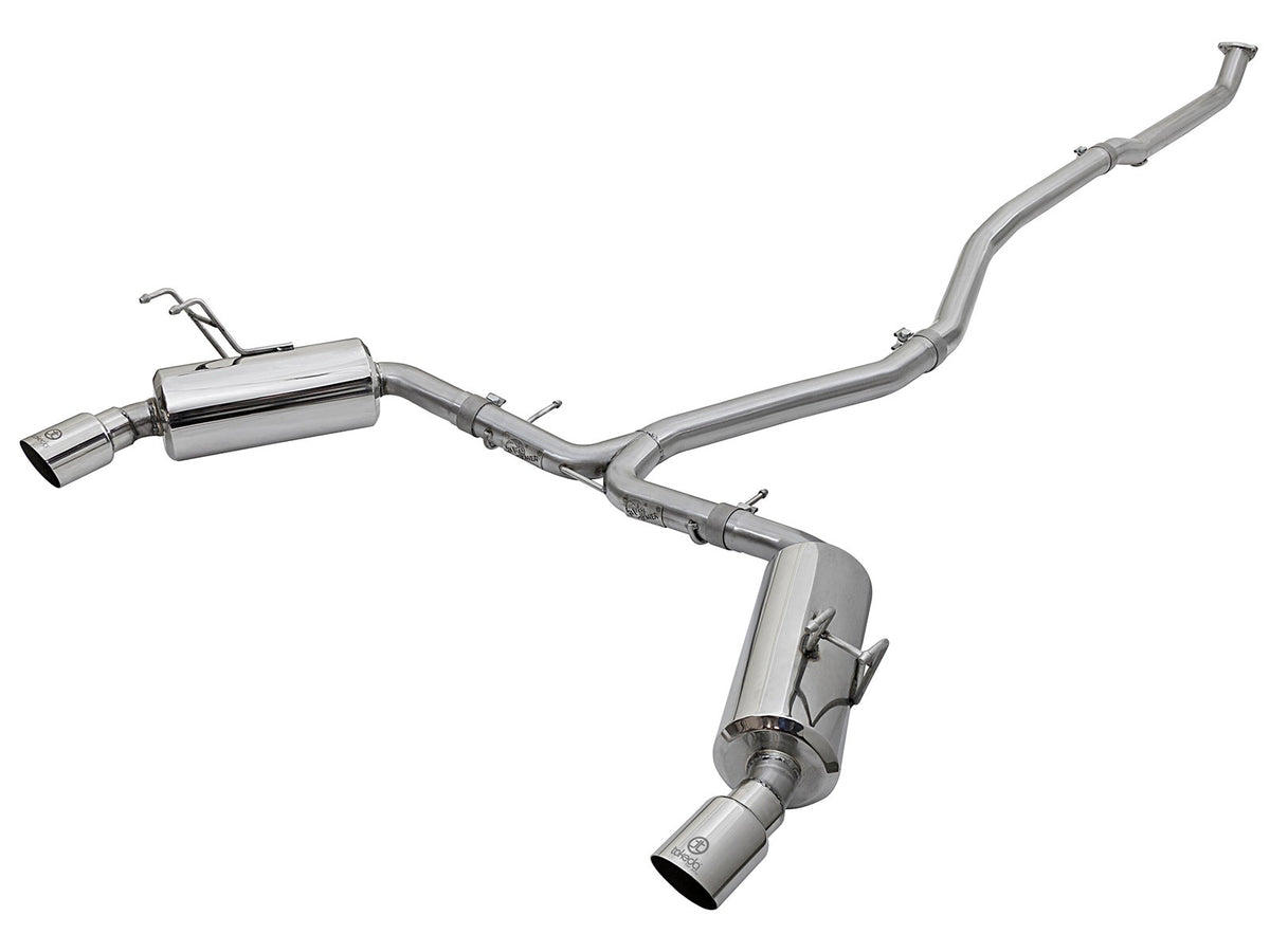 aFe Power Takeda 2-1/2 IN to 2-1/4 IN 304 Stainless Steel Cat-Back Dual-Exit Exhaust System — Honda Civic Sedan 16-21 L4-1.5L (t) — 49-36615-P