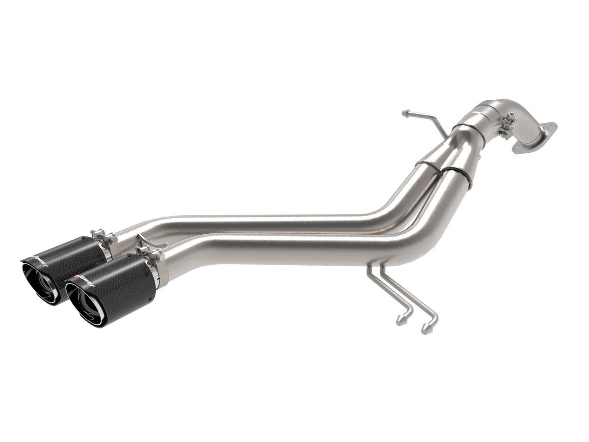 aFe Power Takeda 2-1/2 IN 304 Stainless Steel Axle-Back Exhaust System w/ Carbon Fiber Tip — Hyundai Veloster 13-17 L4-1.6L (t) — 49-37019-C