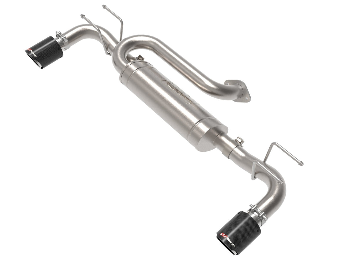 aFe Power Takeda 2-1/2 IN 304 Stainless Steel Axle-Back Exhaust System w/ Carbon Fiber Tip — Mazda 3 Hatchback 19-26 L4-2.5L/2.5L (t) — 49-37023-C