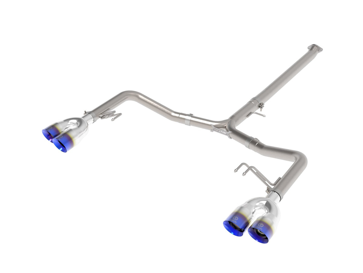 aFe Power Takeda 3 IN to 2-1/2 IN 304 Stainless Steel Axle-Back Exhaust System w/ Blue Flame Tip — Kia K5 GT 21-24 L4-2.5L (t) — 49-37043-L