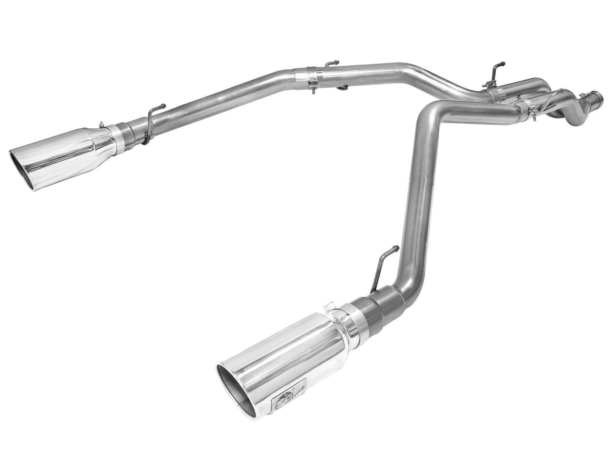 aFe Power Large Bore-HD 3 IN 409 Stainless Steel DPF-Back Exhaust System w/ Polished Tip — Dodge RAM 1500 EcoDiesel 14-19 V6-3.0L (td) — 49-42044-P