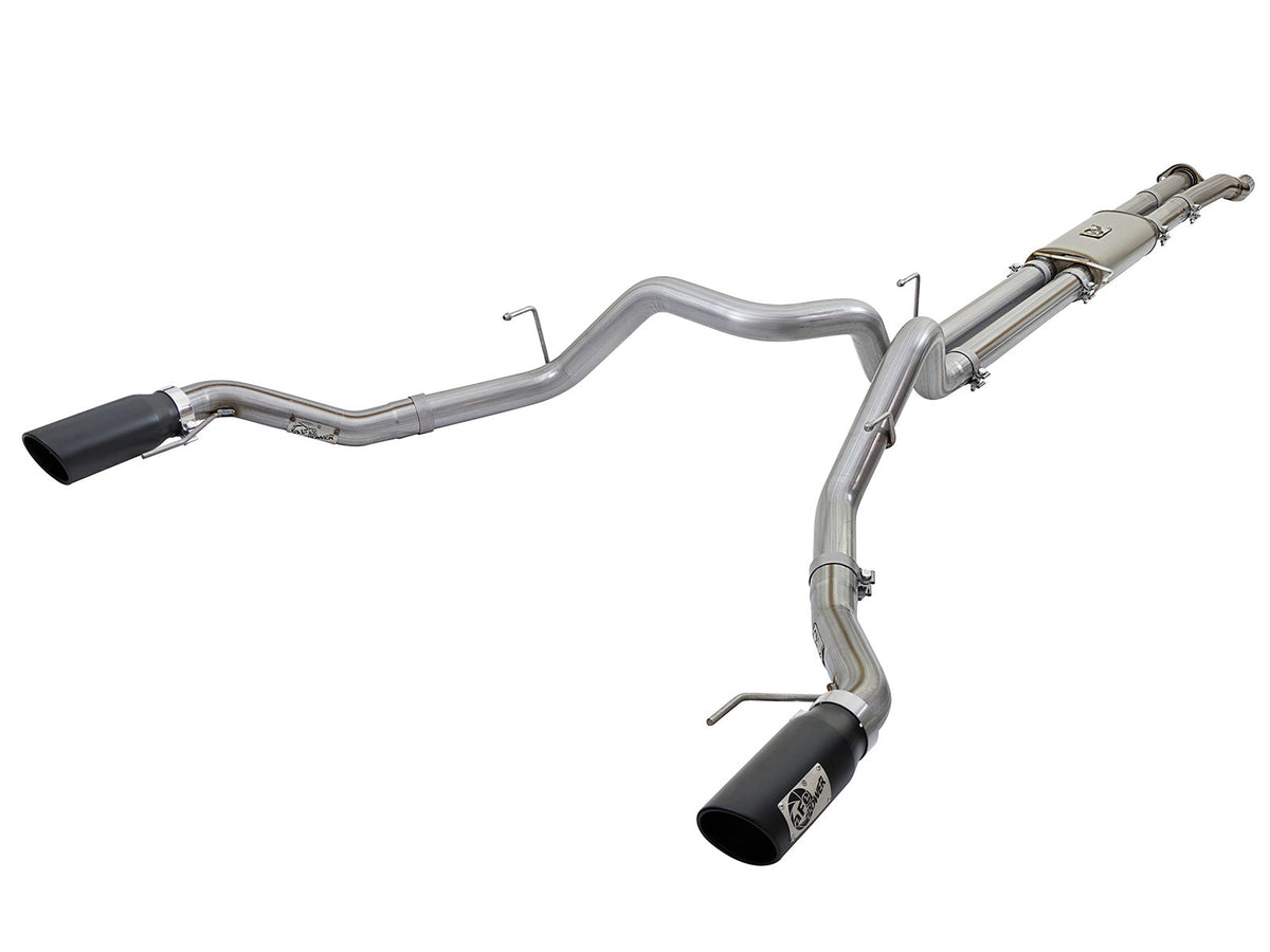 aFe Power MACH Force-Xp 3 IN 409 Stainless Steel Cat-Back Exhaust System w/ Black Tip — Ford F-150 Raptor 17-20 V6-3.5L (tt) — 49-43045-B