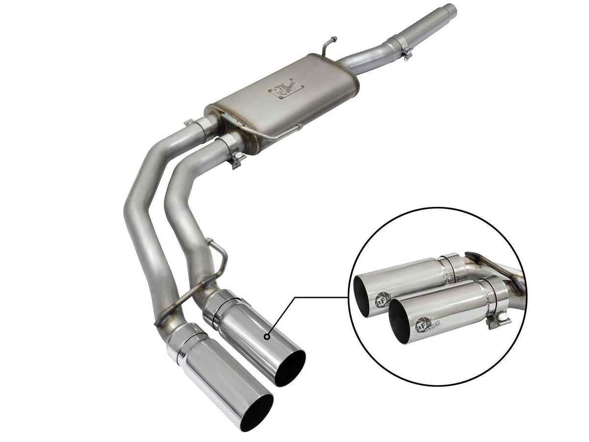 aFe Power Rebel Series 3 IN to 2-1/2 IN 409 Stainless Steel Cat-Back Exhaust System — Ford F-150 04-08 V8-4.6/5.4L — 49-43079-P