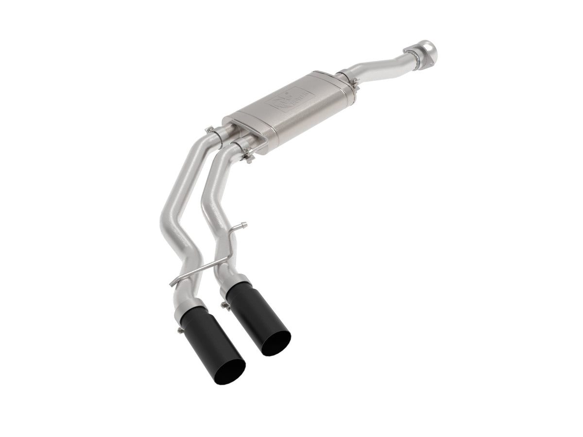 aFe Power Rebel Series 3 IN to 2-1/2 IN Stainless Steel Cat-Back Exhaust System w/ Black Tip — Ford F-150 21-26 V6-2.7L (tt)/3.5L (tt)/V8-5.0L — 49-43128-B