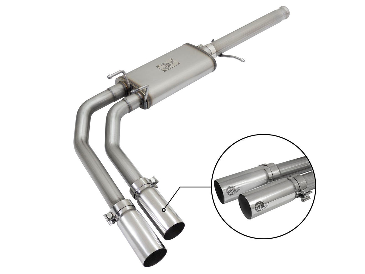 aFe Power Rebel Series 3 IN to 2-1/2 IN 409 Stainless Steel Cat-Back Exhaust System — GM Silverado/Sierra 1500 09-18 / Silverado LD/Sierra Limited 2019 V6-4.3/V8-4.8/5.3L — 49-44062-P