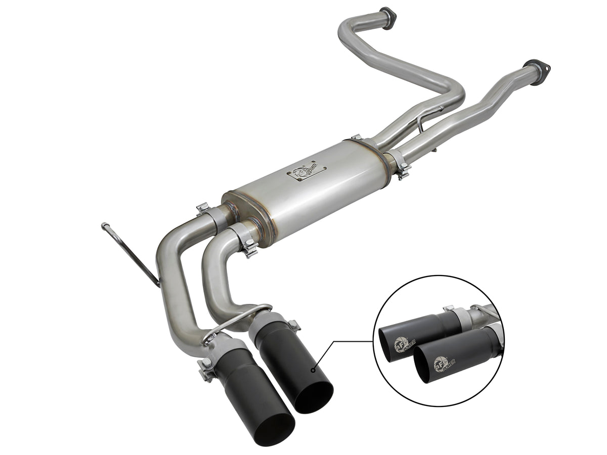 aFe Power Rebel Series 2-1/2 IN 409 Stainless Steel Cat-Back Exhaust System — Nissan Titan 04-15 V8-5.6L — 49-46124-B