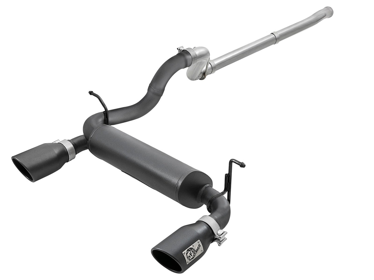 aFe Power Rebel Series 2-1/2 IN 409 Stainless Steel Cat-Back Hi-Tuck Exhaust w/ Black Tip — Jeep Wrangler (JL) 18-26 V6-3.6L — 49-48076-B