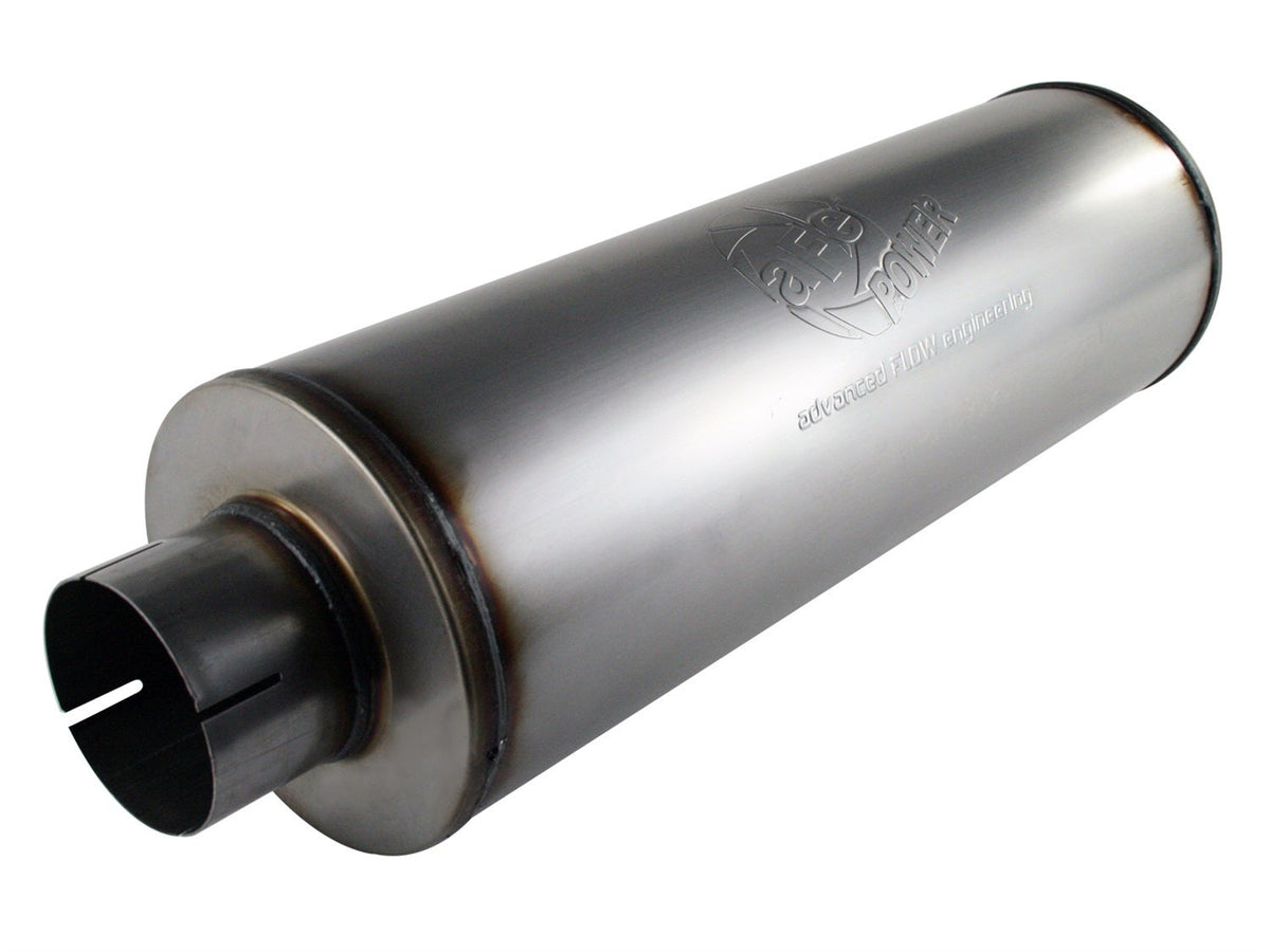 aFe Power MACH Force-Xp 4 IN 409 Stainless Steel Muffler — 4 IN ID Center/Center x 8 IN Dia x 30 IN L — 49-91002