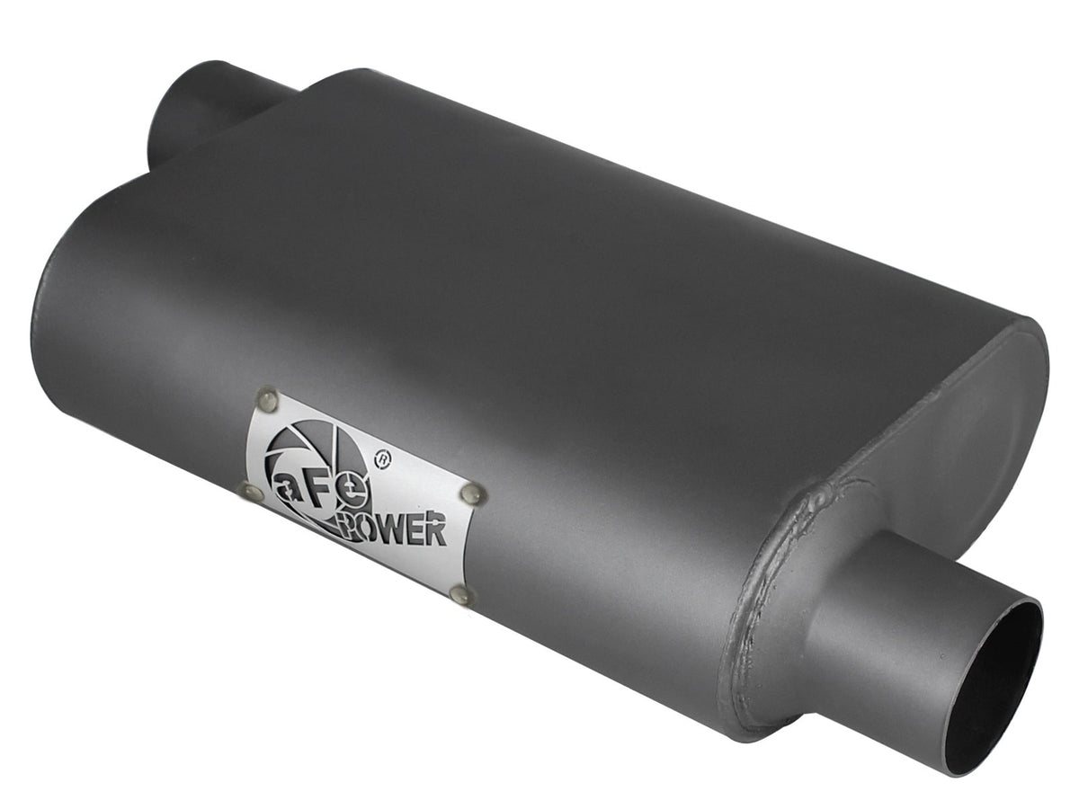 aFe Power Scorpion 2-1/2" Aluminized Steel Muffler — 2-1/2 IN ID Offset/Offset x 10 IN W x 4 IN H x 13 IN L - Oval Body — 49M00003