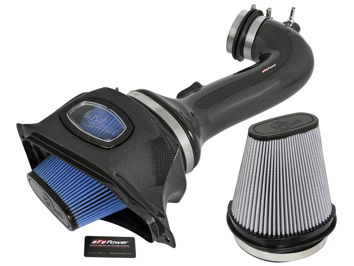 aFe Power Black Series Momentum Carbon Fiber Cold Air Intake System w/ Dual Filter — Chevrolet Corvette Z06 (C7) 15-19 V8-6.2L (sc) — 52-74202-C