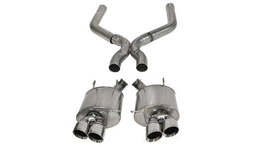 CORSA Sport 3.0 in Axle-Back w X-Pipe 4.0 in Twin Tips for 2013-2014 Ford Mustang Shelby GT500 5.8L V8 (14323)