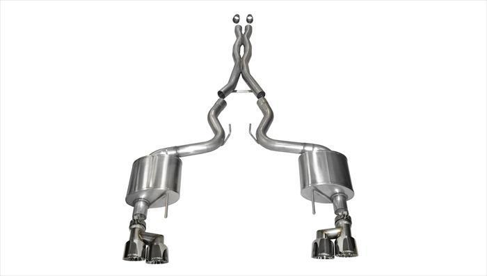 CORSA Xtreme, Sport 3.0 in Cat-Back 4.0 in Twin Tips for 2015-2017 Ford Mustang GT 5.0L V8 - Fastback (14335)
