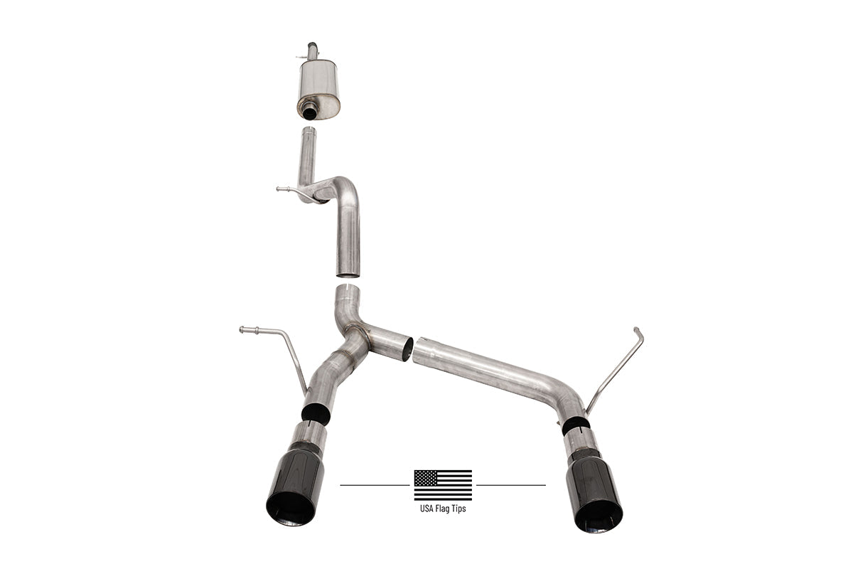CORSA Sport 2.75 in Cat-Back 4.0 in Single American Flag Tips for 2007-2011 Jeep Wrangler JKU 3.8L V6 (21122USA)