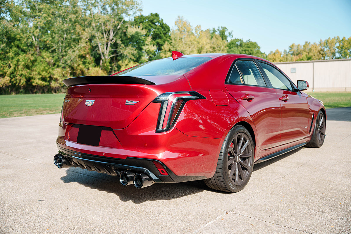 CORSA Sport Valved 3.0 in Axle-Back 4.5 in Carbon Fiber Twin Tips for 2024 Cadillac CT4-V Blackwing 3.6L Twin Turbo V6 (21319CF)