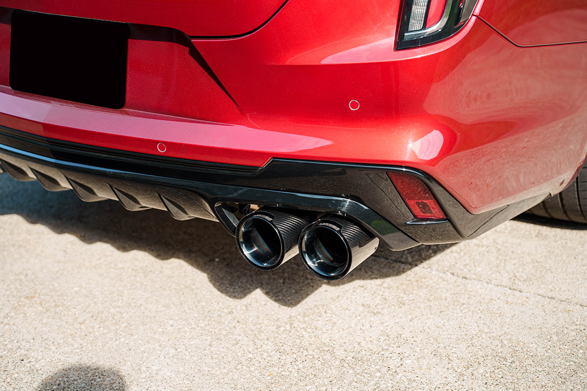 CORSA Sport Valved 3.0 in Axle-Back 4.5 in Carbon Fiber Twin Tips for 2024 Cadillac CT4-V Blackwing 3.6L Twin Turbo V6 (21319CF)