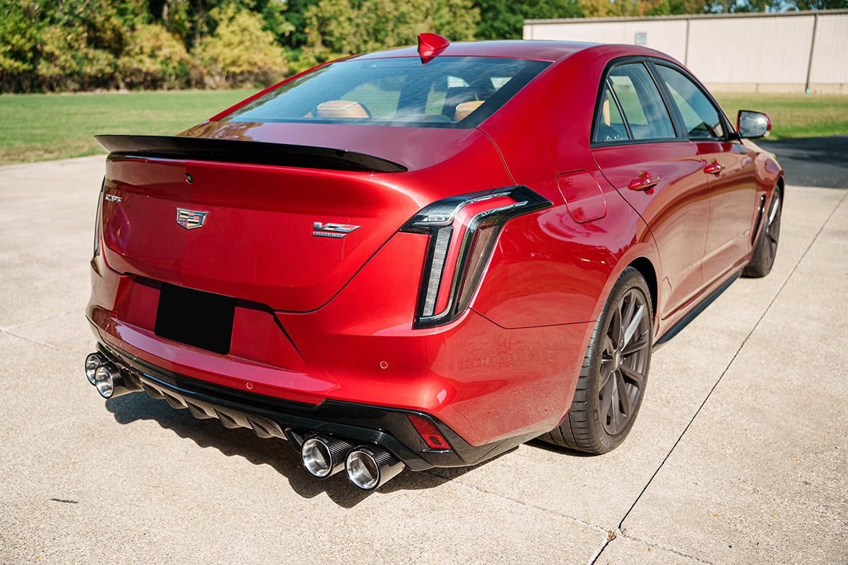 CORSA Sport Valved 3.0 in Axle-Back 4.5 in Carbon Fiber Twin Tips for 2024 Cadillac CT4-V Blackwing 3.6L Twin Turbo V6 (21319CF)