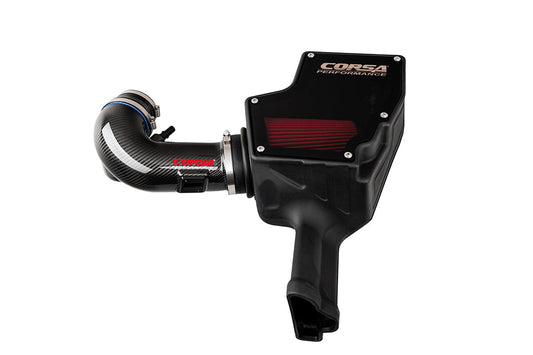 CORSA Black, Forged Carbon Fiber / Plastic Closed Box Air Intake for 2018-2023 Ford Mustang GT 5.0L V8 (44007, 419850)