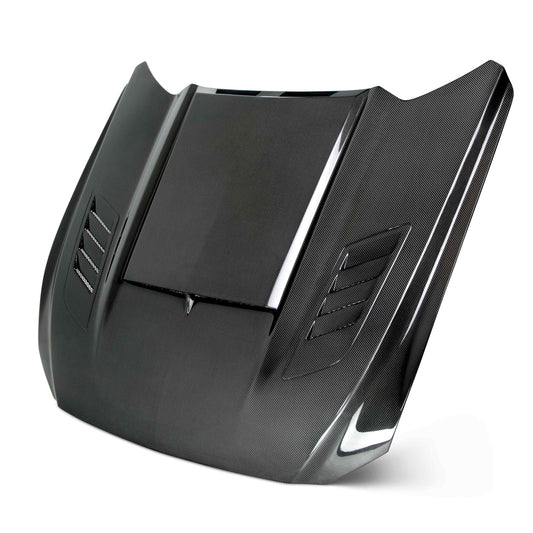 Anderson Composites Ram air double sided carbon fiber hood for 2015-2017 Ford Mustang
