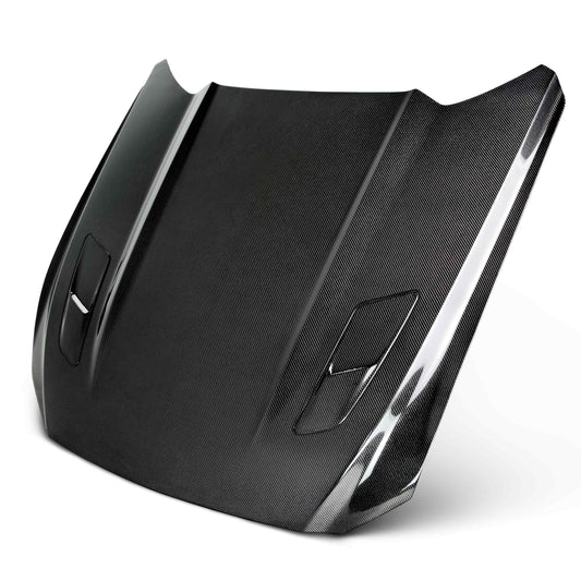 Anderson Composites Type-OE (GT Style with hood vents) double sided carbon fiber hood for 2015-2017 Ford Mustang
